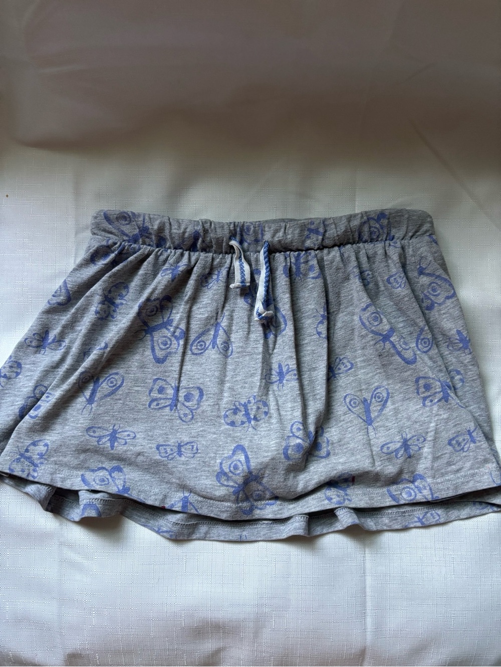 Gray Butterfly Print Skort with Drawstring Waist